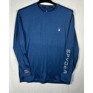 Spyder Swim Men’s Long Sleeve Rash Guard, Heathered Blue - UPF 50+ - Size Medium